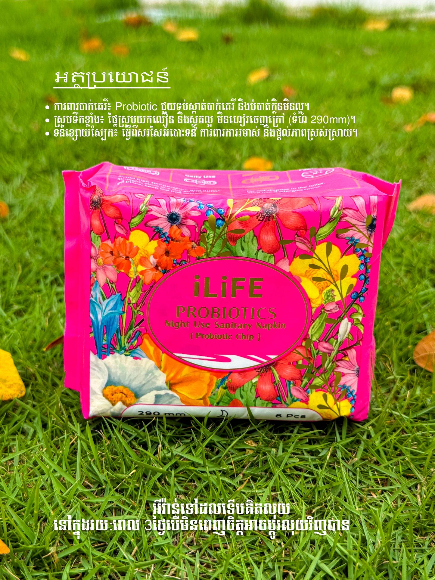 L031 iLiFE 高级益生菌夜用卫生巾（290毫米/6片）- 整夜防护