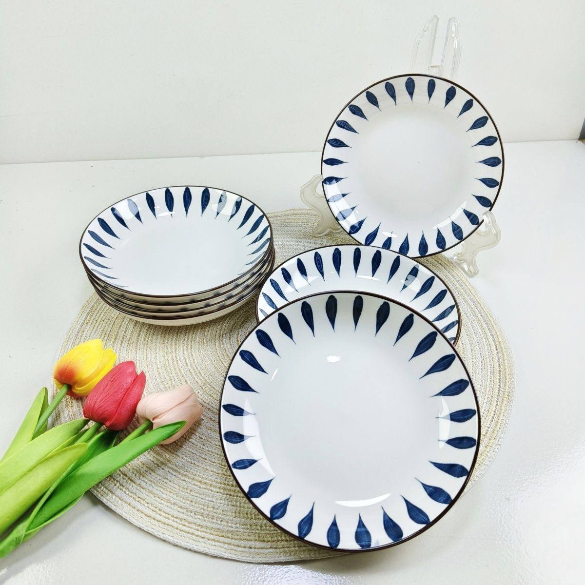 ឈុតចានសេរ៉ាមិចគុណភាពខ្ពស់ (ឈុត ៥ចាន ឬ ១០ចាន) - រឹងមាំ ធន់នឹងកម្ដៅ និងមានច្រើនម៉ូដសម្រាប់ជ្រើសរើស